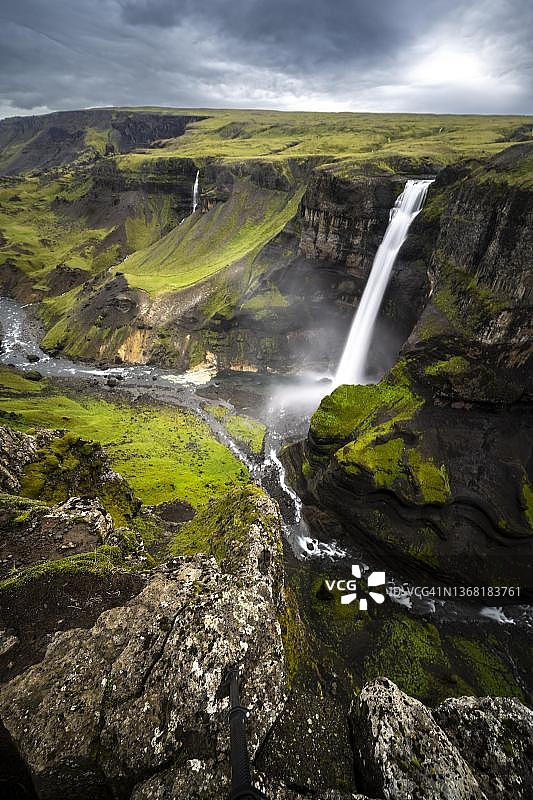 冰岛赫克拉火山峡谷中的海 foss 和格拉尼瀑布图片素材