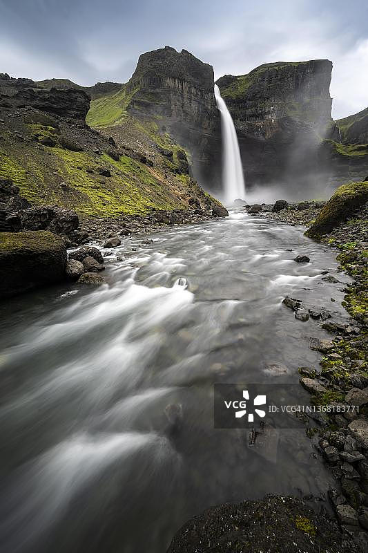 冰岛赫克拉火山峡谷中的海 foss 和格拉尼瀑布图片素材