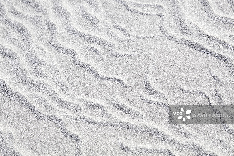 美国新墨西哥州白沙国家公园的白色沙纹特写图片素材