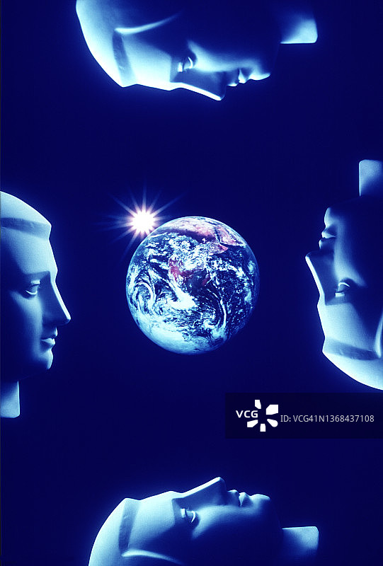 人脸与地球合成图图片素材