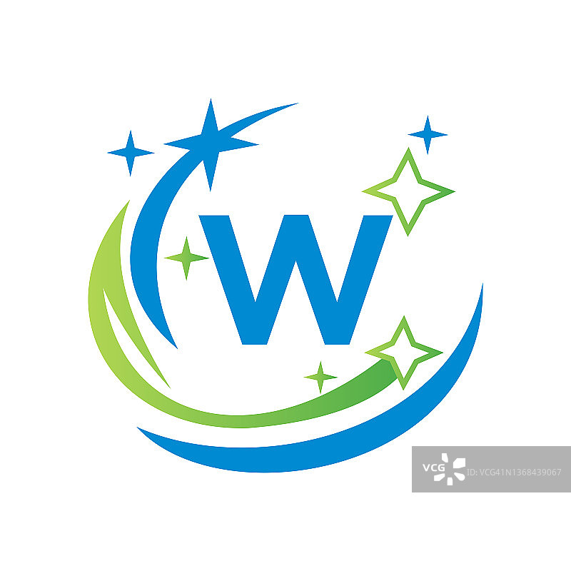女佣扫帚Logo，W字母标志，水滴模板，W字母房屋清洁水疗概念Logo图片素材