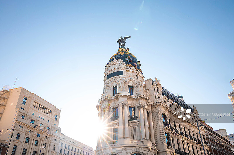 马德里市中心著名的大都会纪念碑，西班牙图片素材