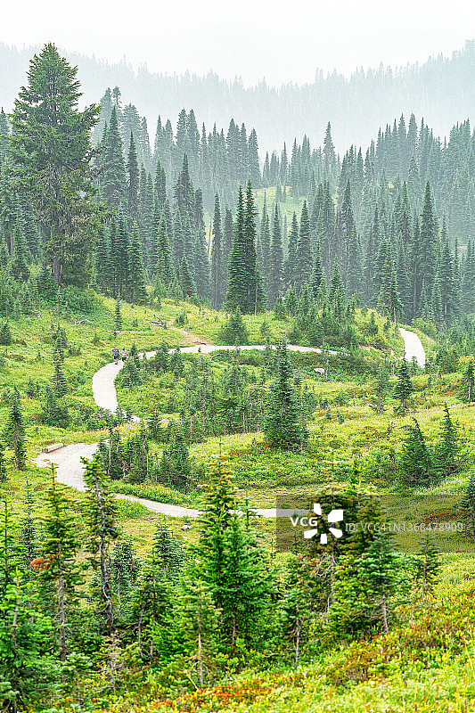 烟雾缭绕的仙境漫步图片素材