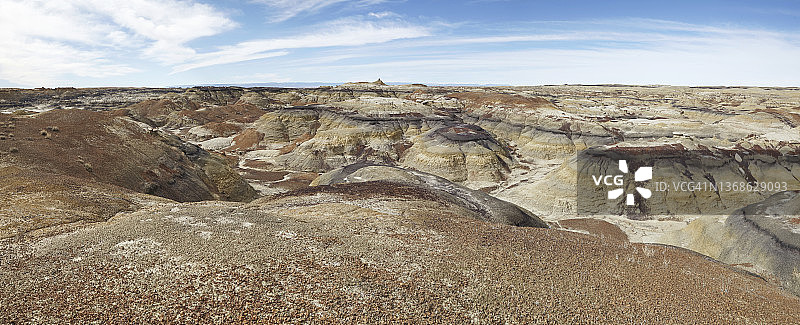 阳光明媚的荒地景观，美国新墨西哥州比斯蒂荒地图片素材
