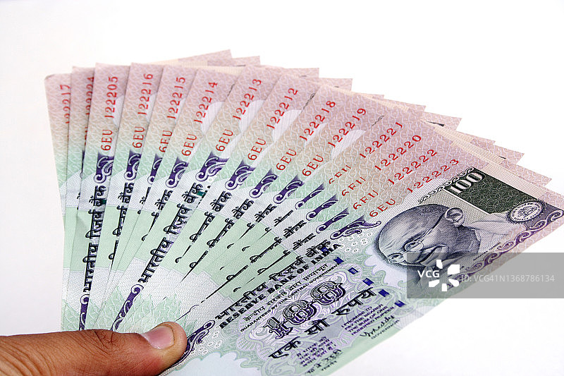 印度货币纸币特写图片素材