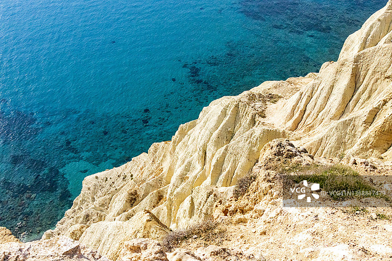 塞浦路斯阿斯普罗角附近的白垩悬崖图片素材