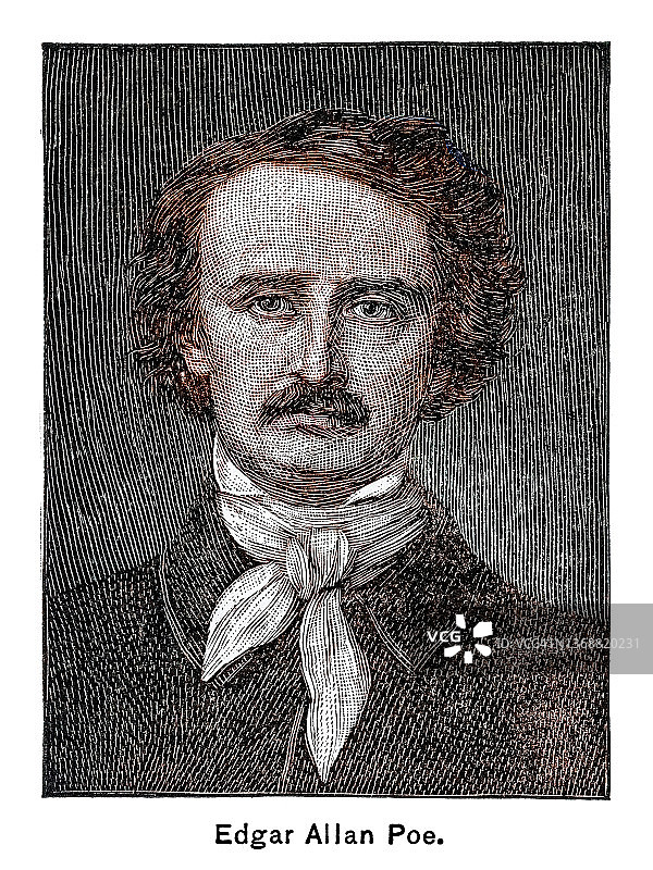 美国作家、诗人、编辑和文学评论家埃德加·爱伦·坡肖像图片素材