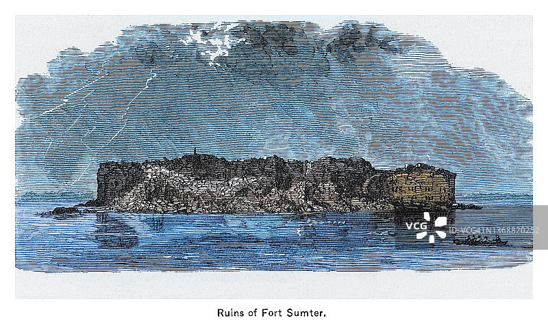 萨姆特堡遗址雕刻图片素材
