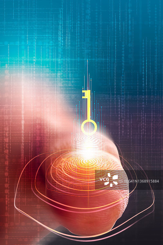 3D技术图解：指纹扫描仪集成到印刷电路中，释放二进制代码图片素材