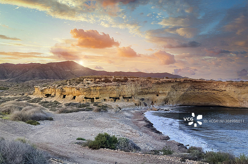 布兰卡海滩，洛尔卡，西班牙图片素材