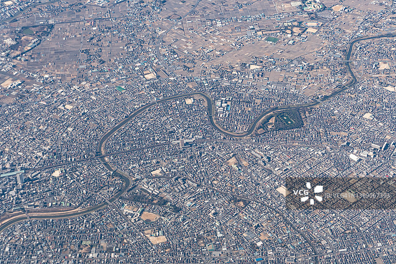 飞机航拍日本埼玉县越谷市图片素材