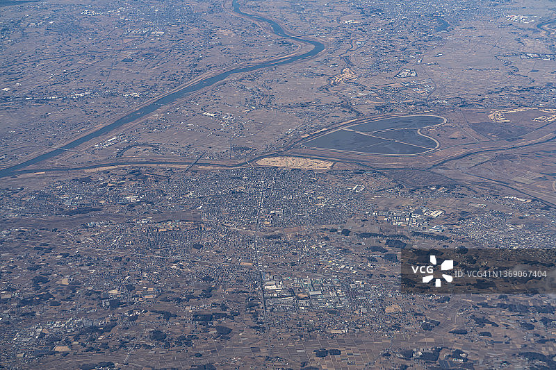 日本茨城县古贺市飞机航拍图片素材
