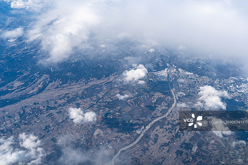 飞机航拍日本栃木县那须盐原市风光图片素材