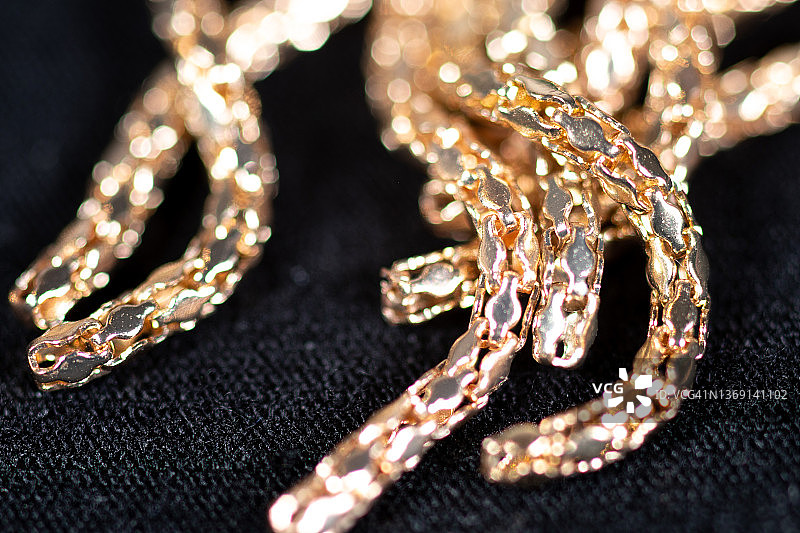 金色链条细节图片素材