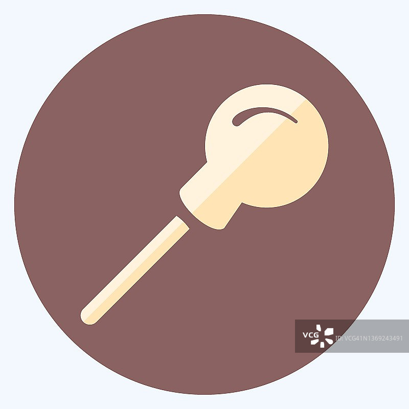 棒棒糖图标 - 扁平风格 - 简约插画，可编辑描边图片素材