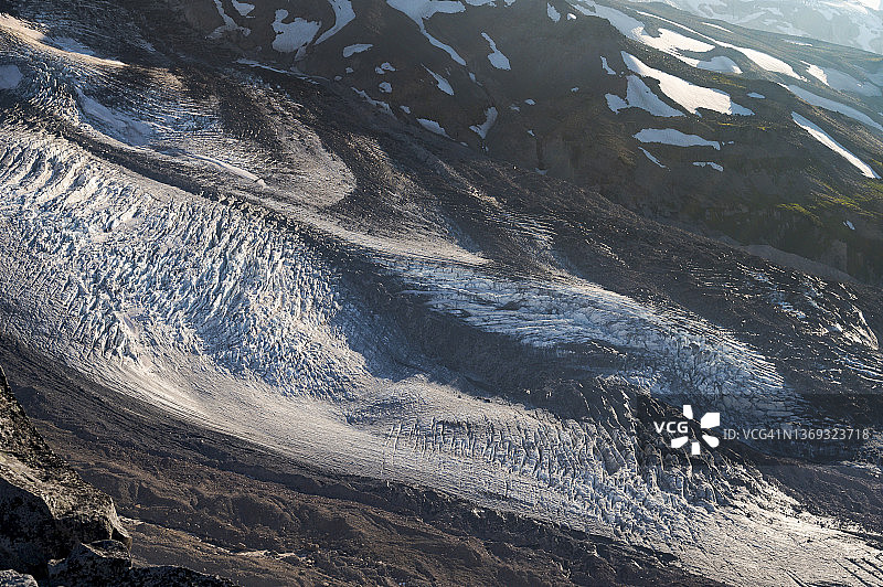 雷尼尔山坡冰川特写图片素材