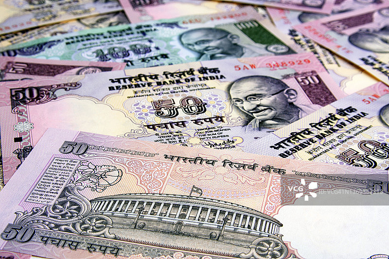 用作背景的印度货币纸币图片素材