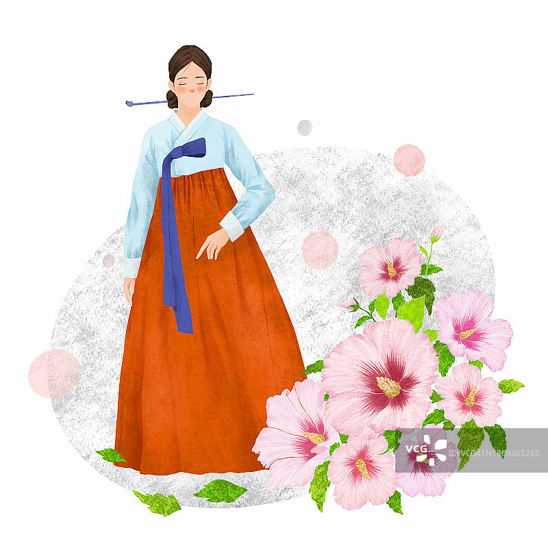 韩国韩服木槿花图片素材