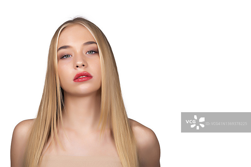 美丽的年轻女性妆容特写图片素材