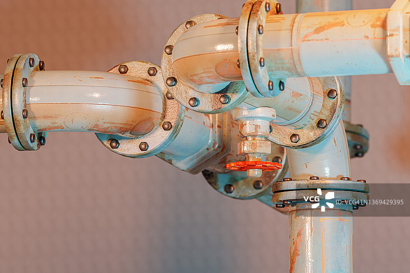 电厂设备管道特写2.5D渲染图片素材