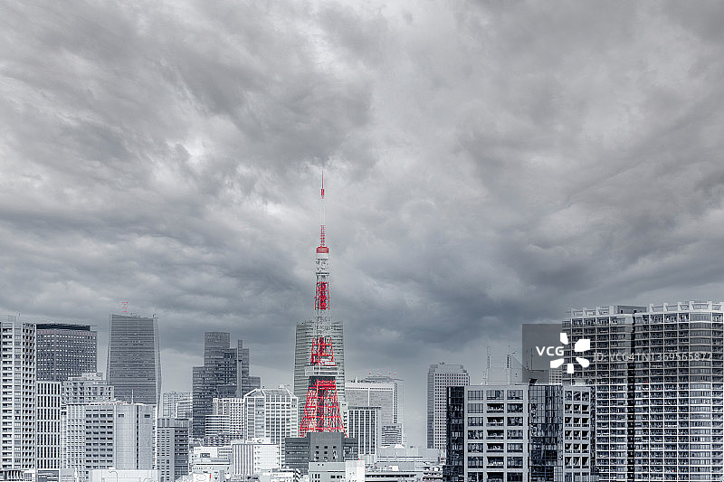 日本东京城市及东京塔航拍景色图片素材