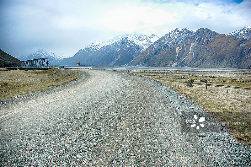 通往新西兰库克山的道路图片素材