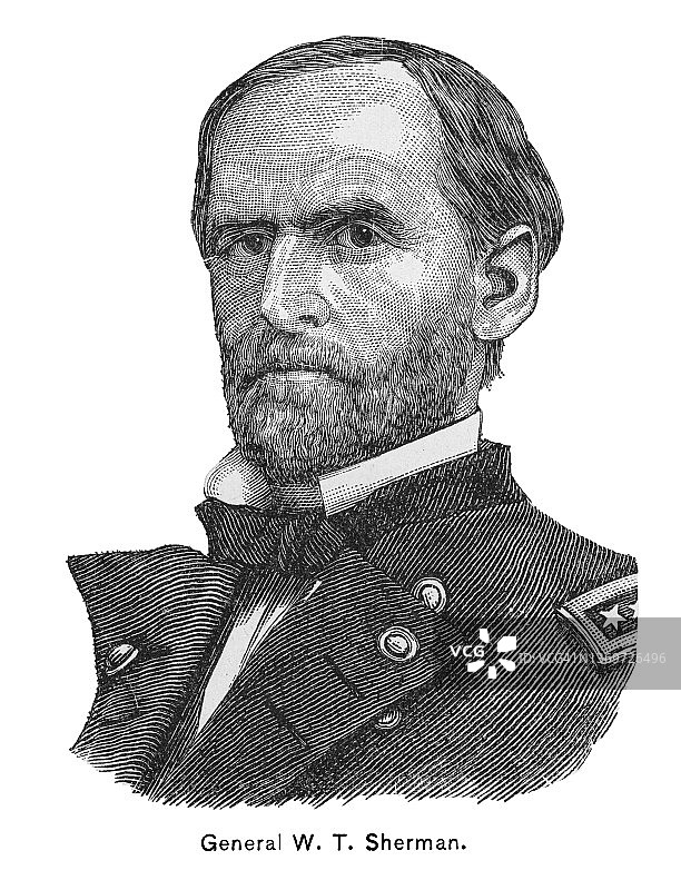 威廉·特库姆塞·谢尔曼将军的画像图片素材