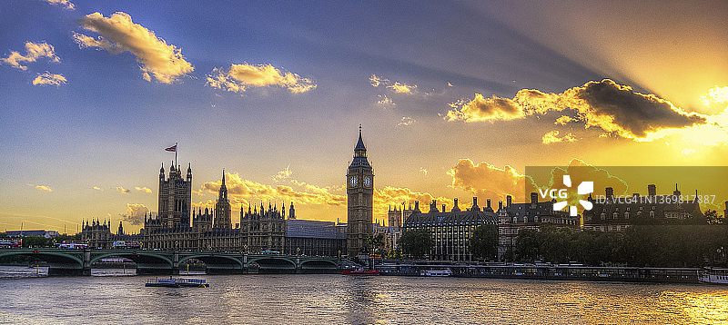 伦敦威斯敏斯特教堂日落图片素材