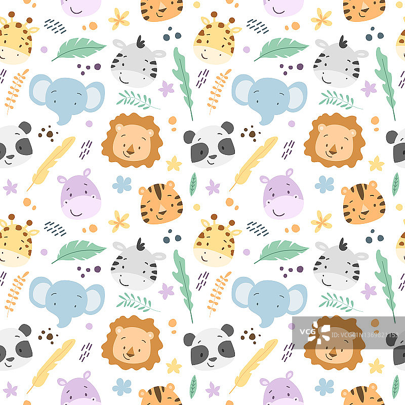 热带动物矢量无缝图案图片素材