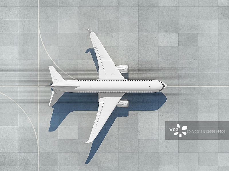 跑道上准备起飞的飞机插画图片素材