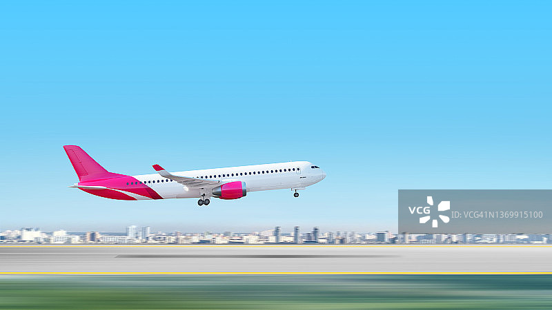 商业飞机跑道起飞插图图片素材