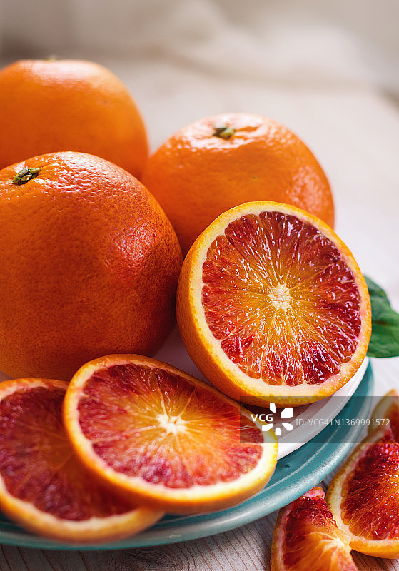 新鲜血橙切片特写图片素材
