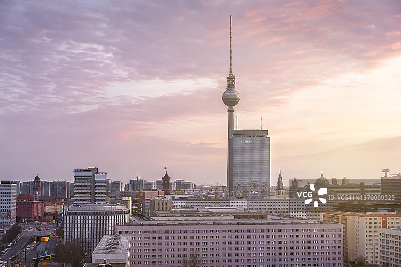 柏林天际线暮光景色图片素材