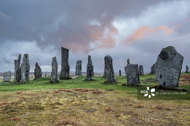 英国苏格兰刘易斯岛的卡拉尼斯立石图片素材