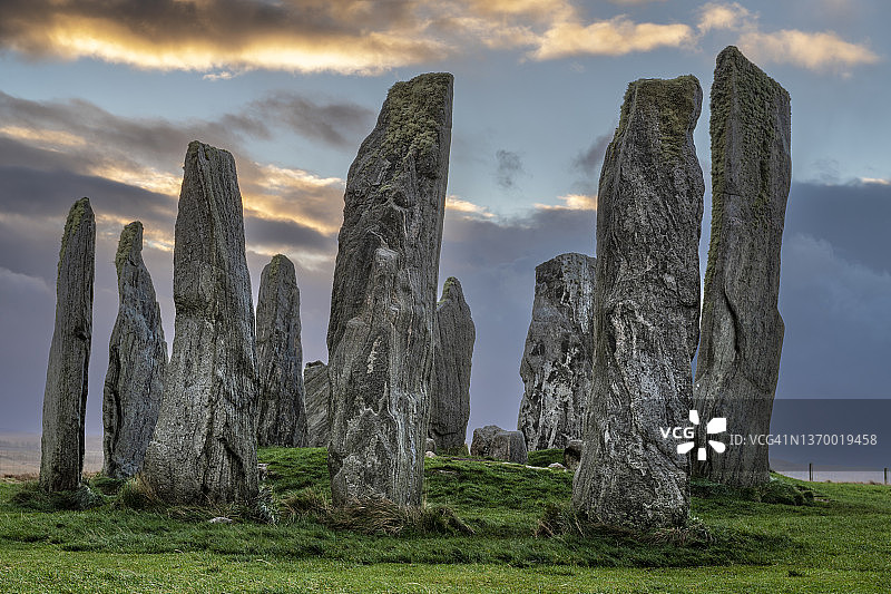 英国苏格兰刘易斯岛的卡拉尼斯立石图片素材