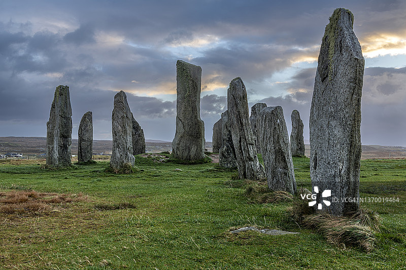 英国苏格兰刘易斯岛的卡拉尼斯立石图片素材