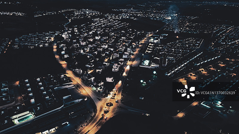 城市夜景航拍图片素材