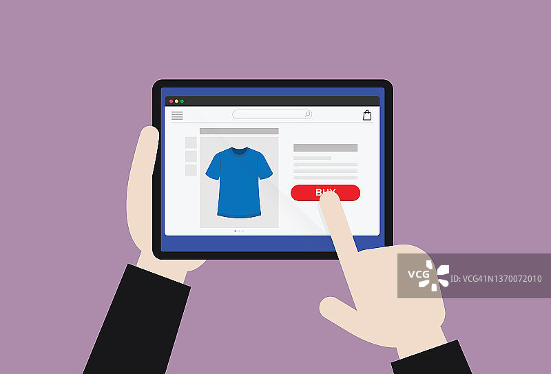 手持平板电脑进行网上购物图片素材