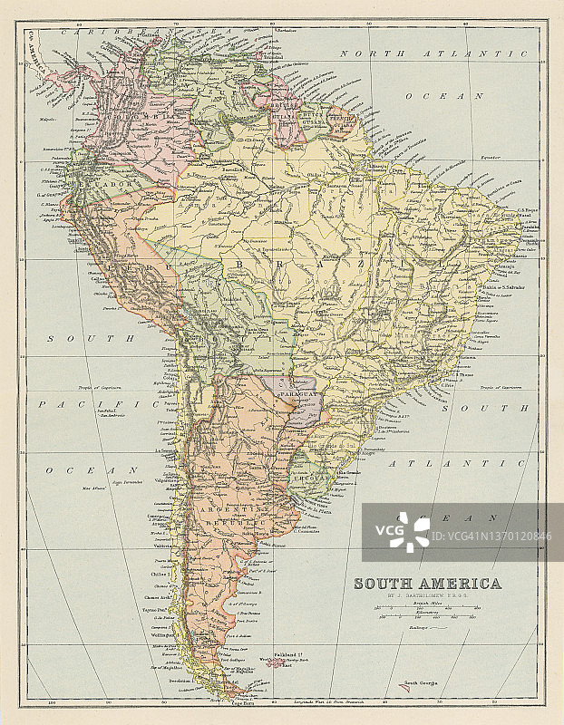 南美洲旧地图图片素材