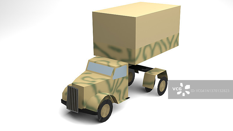 老式军用卡车3D剪影图片素材
