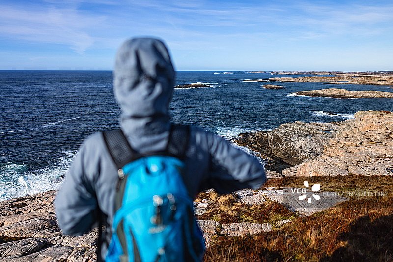 挪威峡湾徒步户外探险图片素材