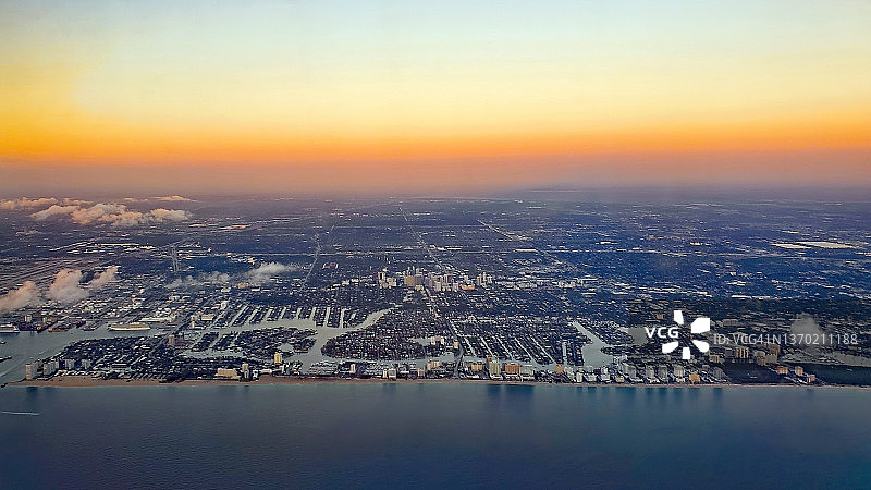 劳德代尔堡市日出航拍景观图片素材