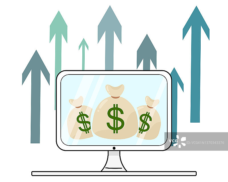 带有键盘的电脑屏幕插画图片素材