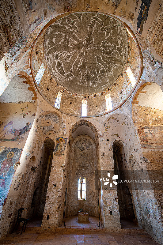 希腊米斯特拉斯的Evagelistria拜占庭教堂内部图片素材