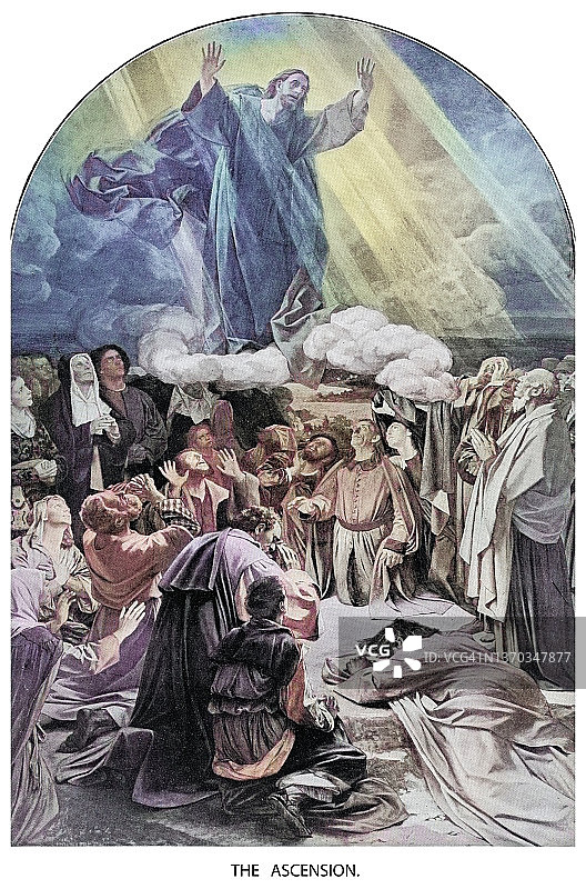 基督升天古版画插图图片素材
