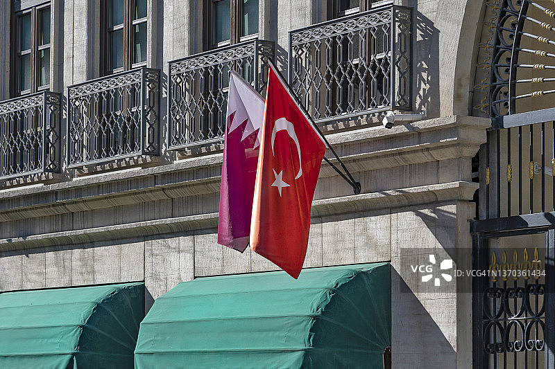 土耳其和卡塔尔国旗图片素材