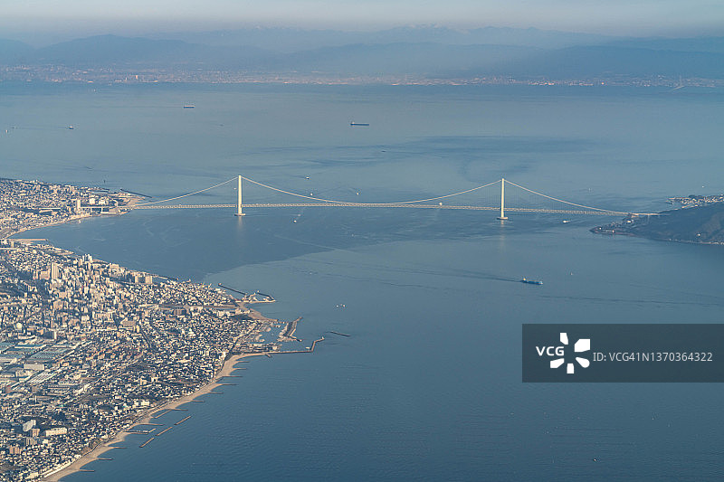 日本神户明石海峡大桥航拍景观图片素材
