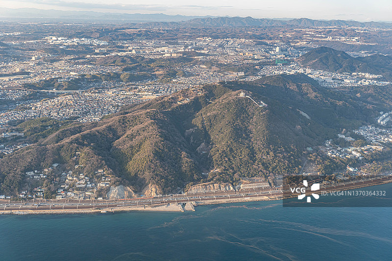 飞机上俯瞰日本神户市图片素材