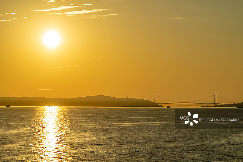 日本神户市日落海滩图片素材