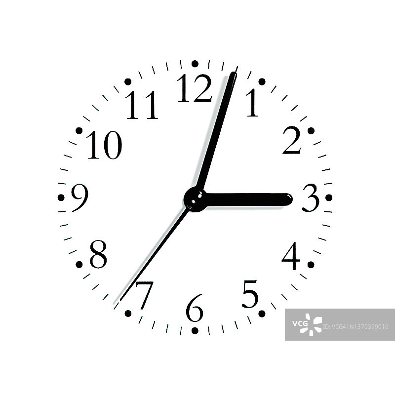 黑白色模拟时钟显示下午3:03图片素材